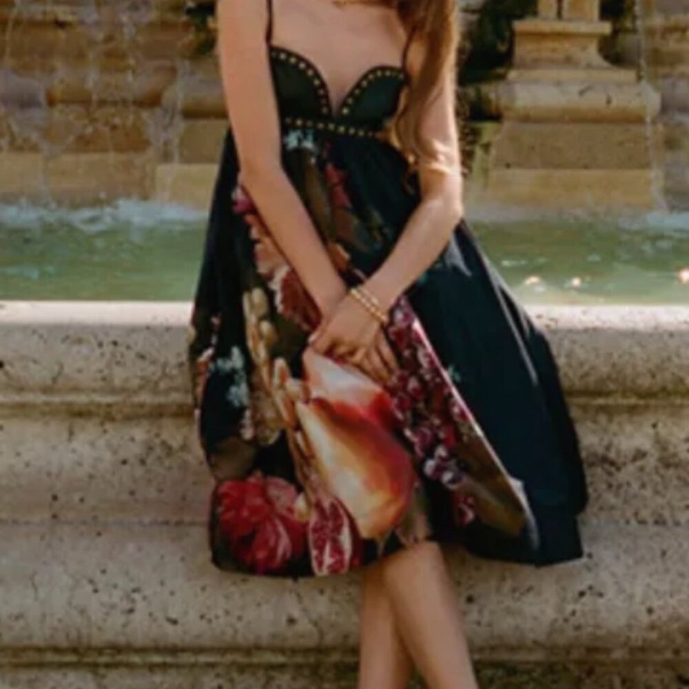 Maeve Twofer Faux Leather Babydoll Dress - SZ LG - NWT